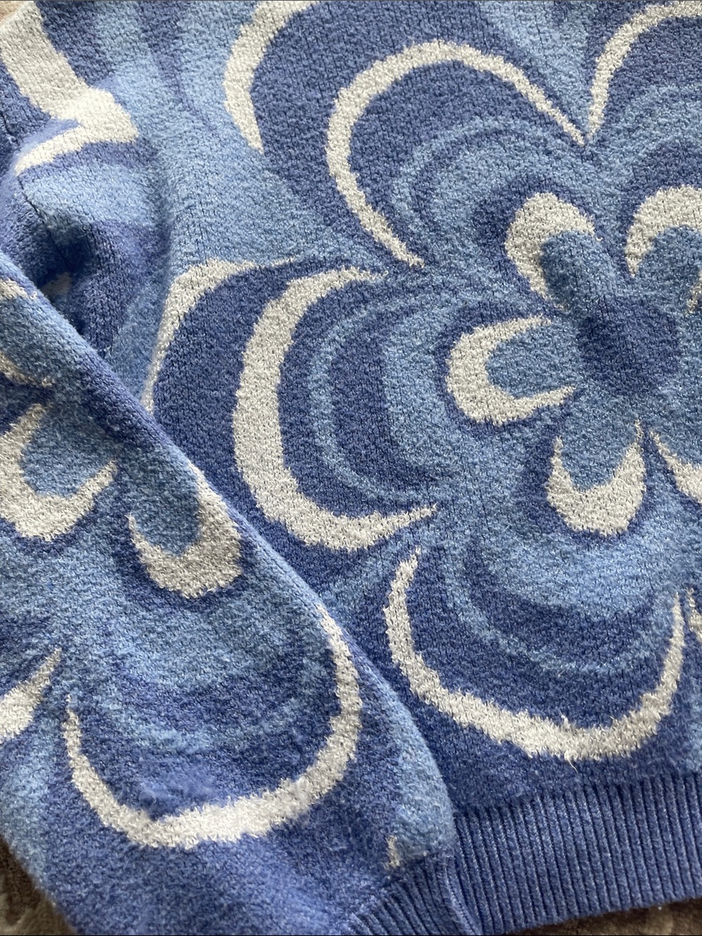 Funky Blue Floral Crewneck Sweater - Picture 3 of 6